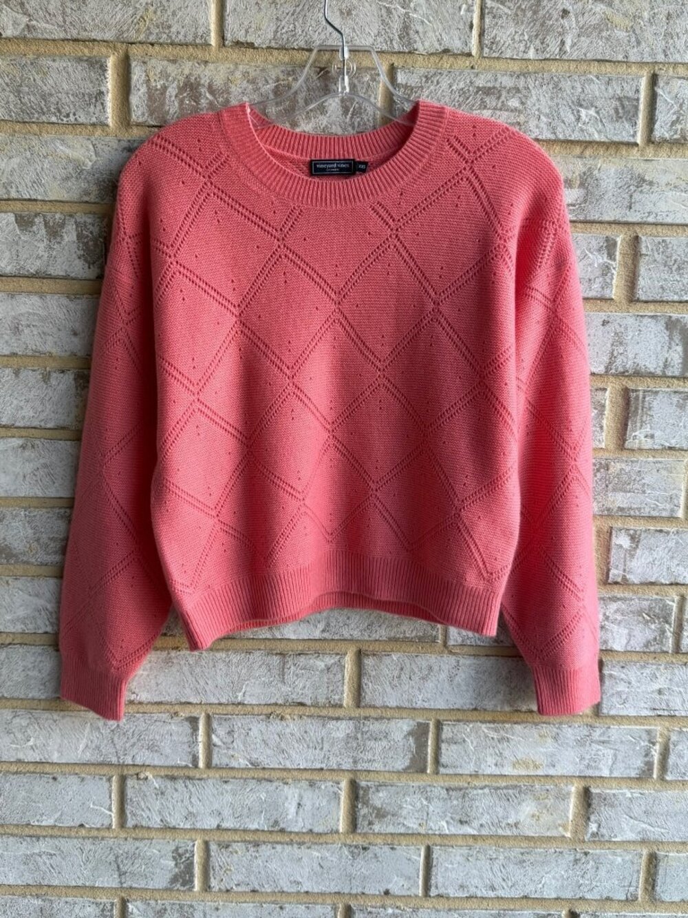Vineyard Vines 100% Cashmere Long Sleeve Crew Neck Peach Pink Sweater Size XXS.